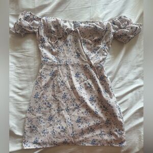 Beginning Boutique off the shoulder floral mini dress